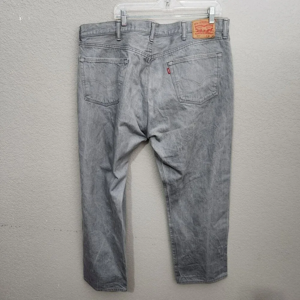 Levis 501 Button Fly Jeans Size W42 L29.5 Original Fit Gray Denim
